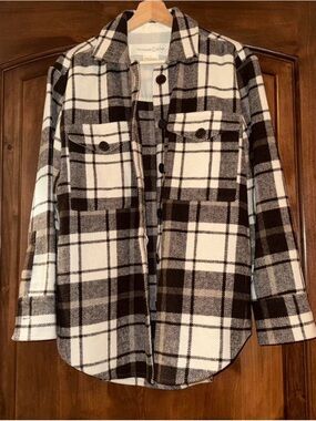 Treasure & Bond Black and White Plaid Shacket